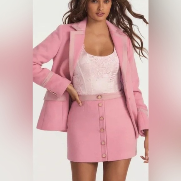 LoveShackFancy Lula wool blend blazer powdered pink - Picture 4 of 11